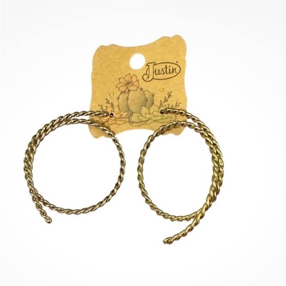 Justin Boots Gold Twisted Hoop Earrings